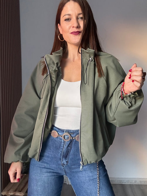 Bomber cuello fruncido verde