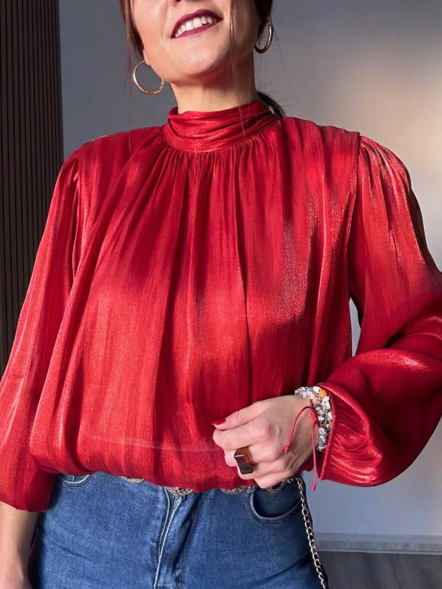 Blusa seda globo roja