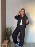 Conjunto bomber negro
