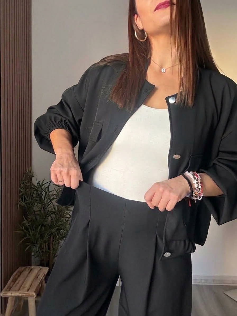 Conjunto bomber negro