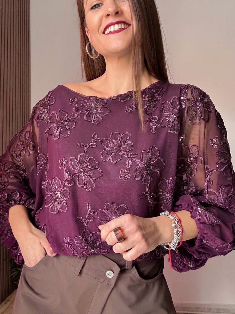 Blusa murciélago vino