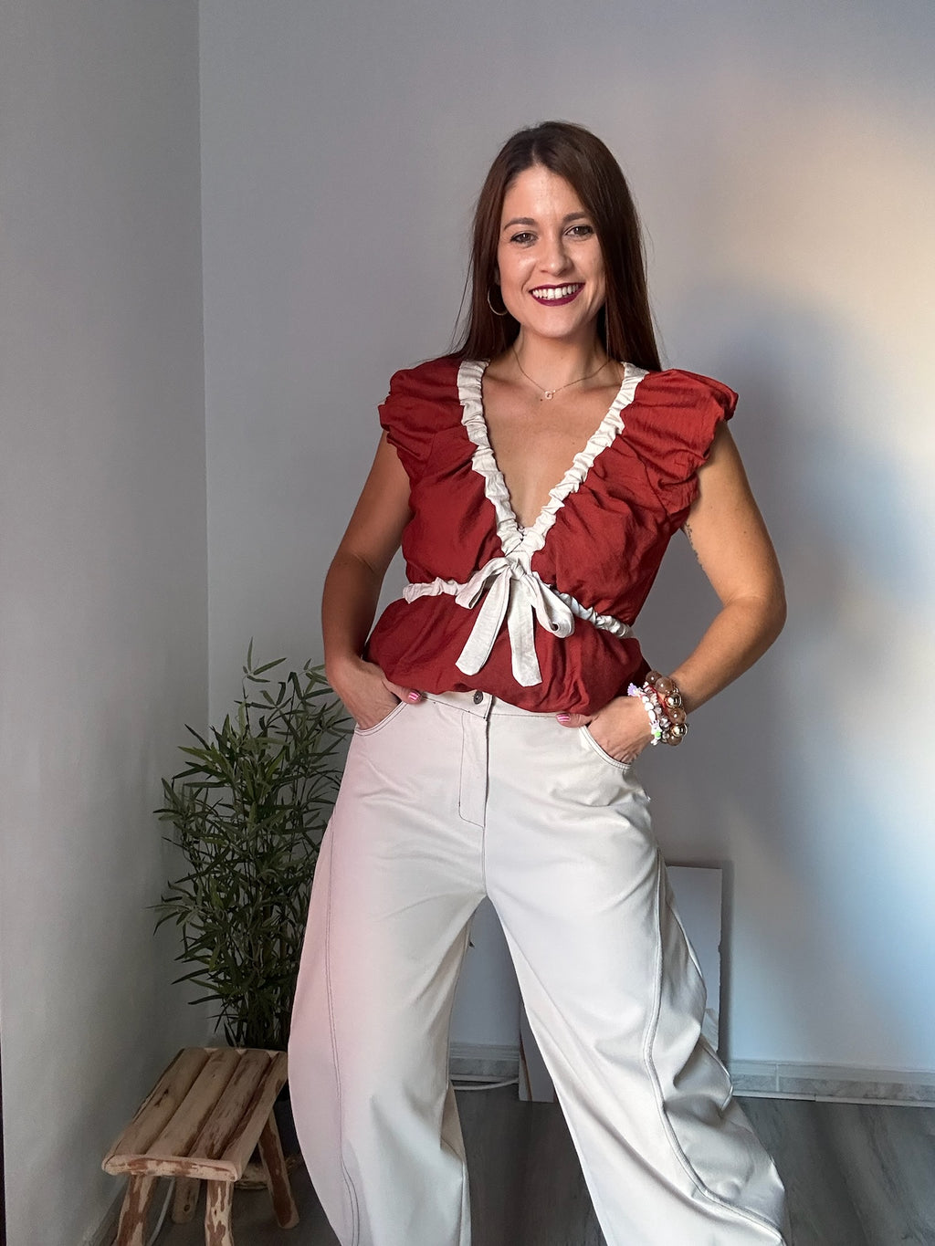 Blusa globo teja