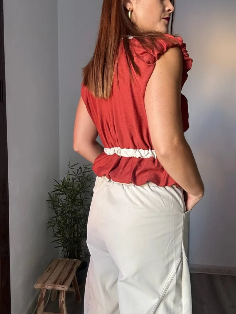 Blusa globo teja
