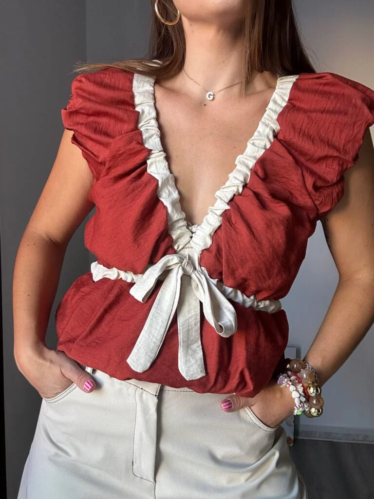 Blusa globo teja