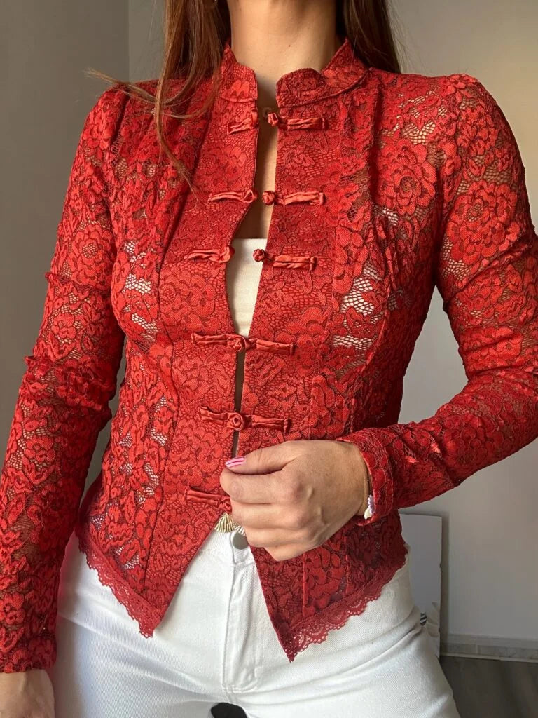 Chaqueta/ blusa asiática encaje caldera