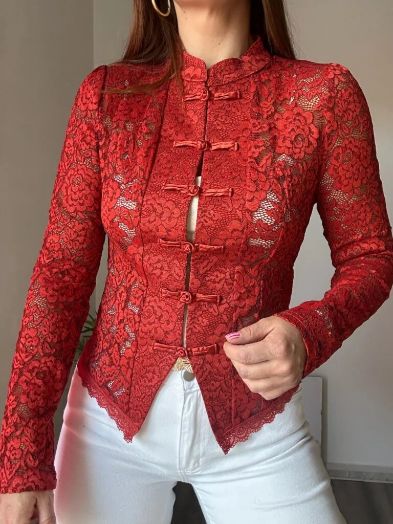 Chaqueta/ blusa asiática encaje caldera