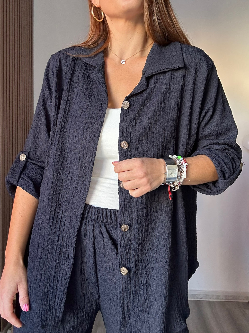 Conjunto camisa azul marino