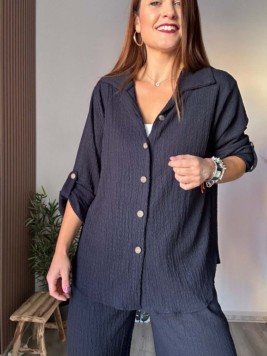 Conjunto camisa azul marino