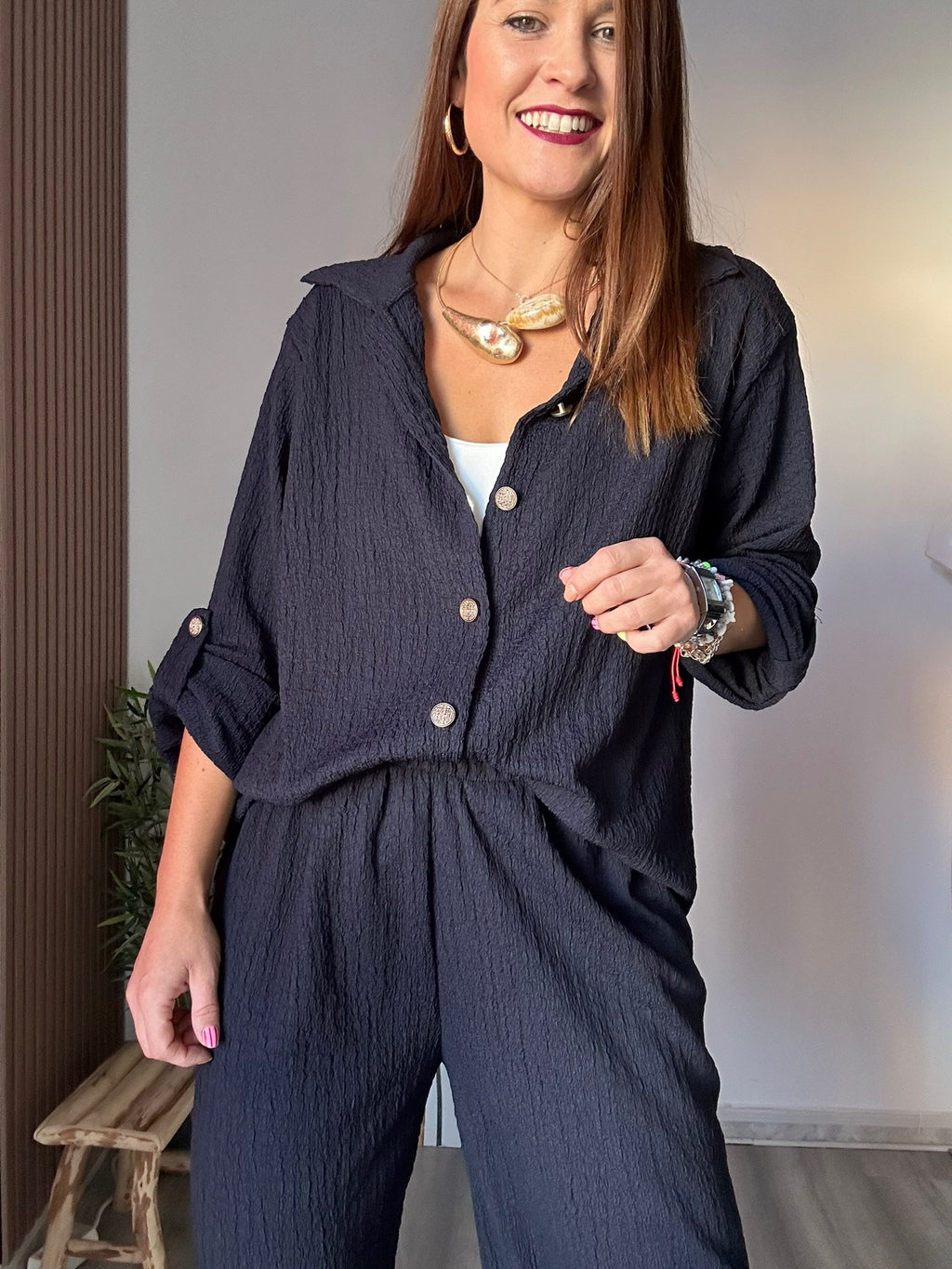 Conjunto camisa azul marino