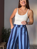 Pantalón balloon rayas azules