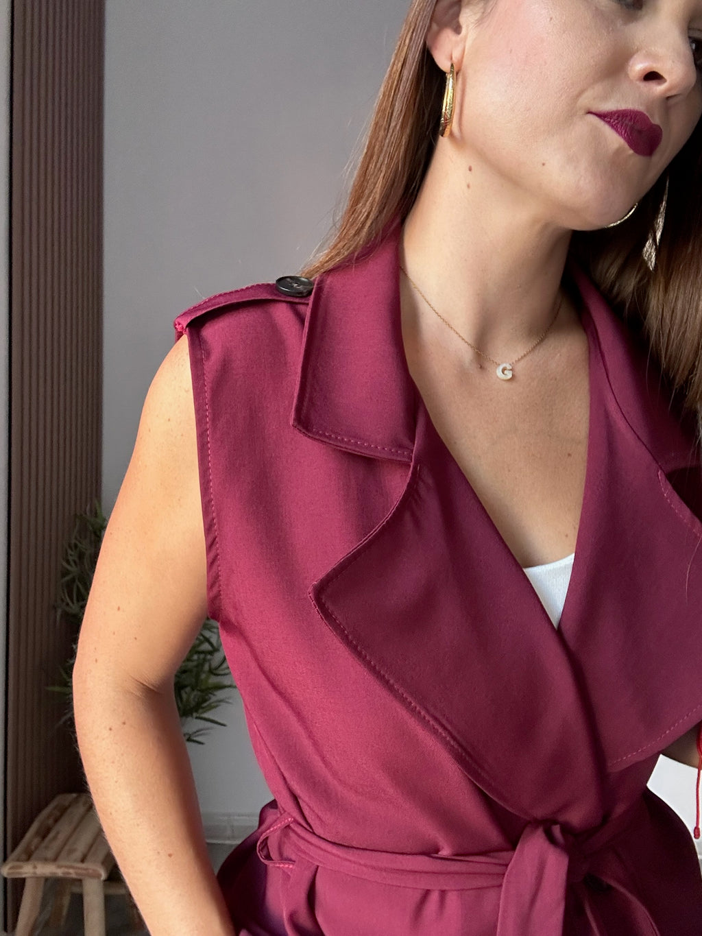 Chaleco burdeos doble botonadura