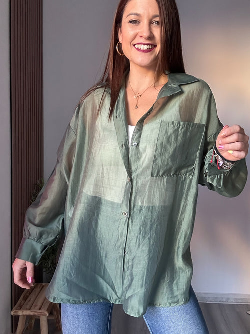 Camisa seda verde