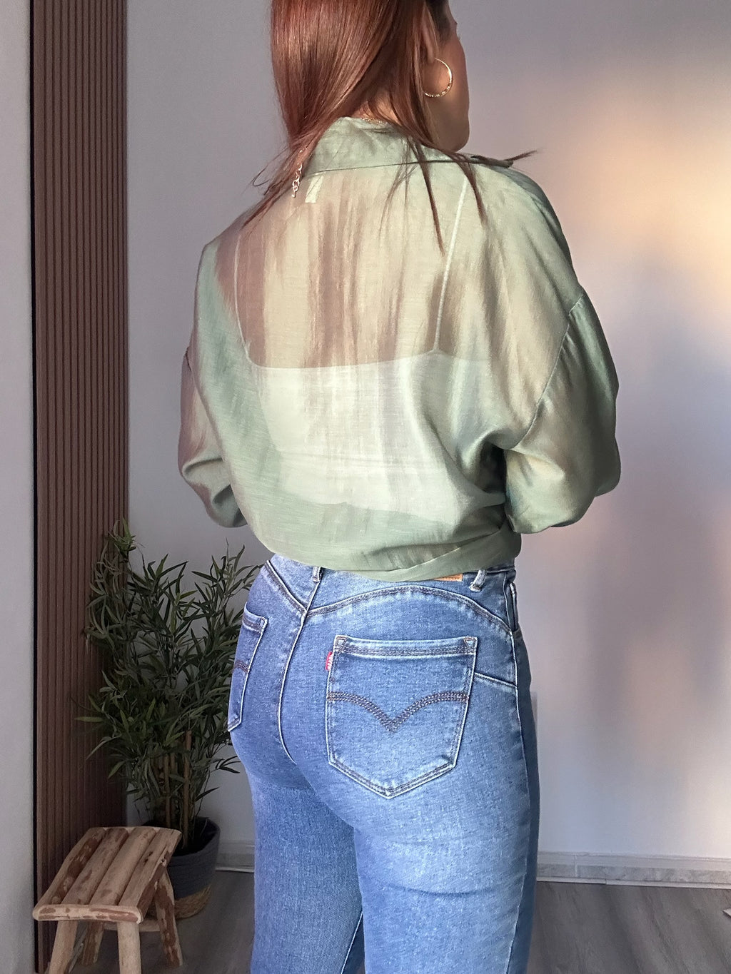 Camisa seda verde
