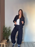 Conjunto bomber azul marino