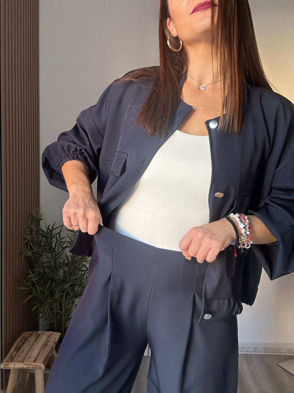 Conjunto bomber azul marino