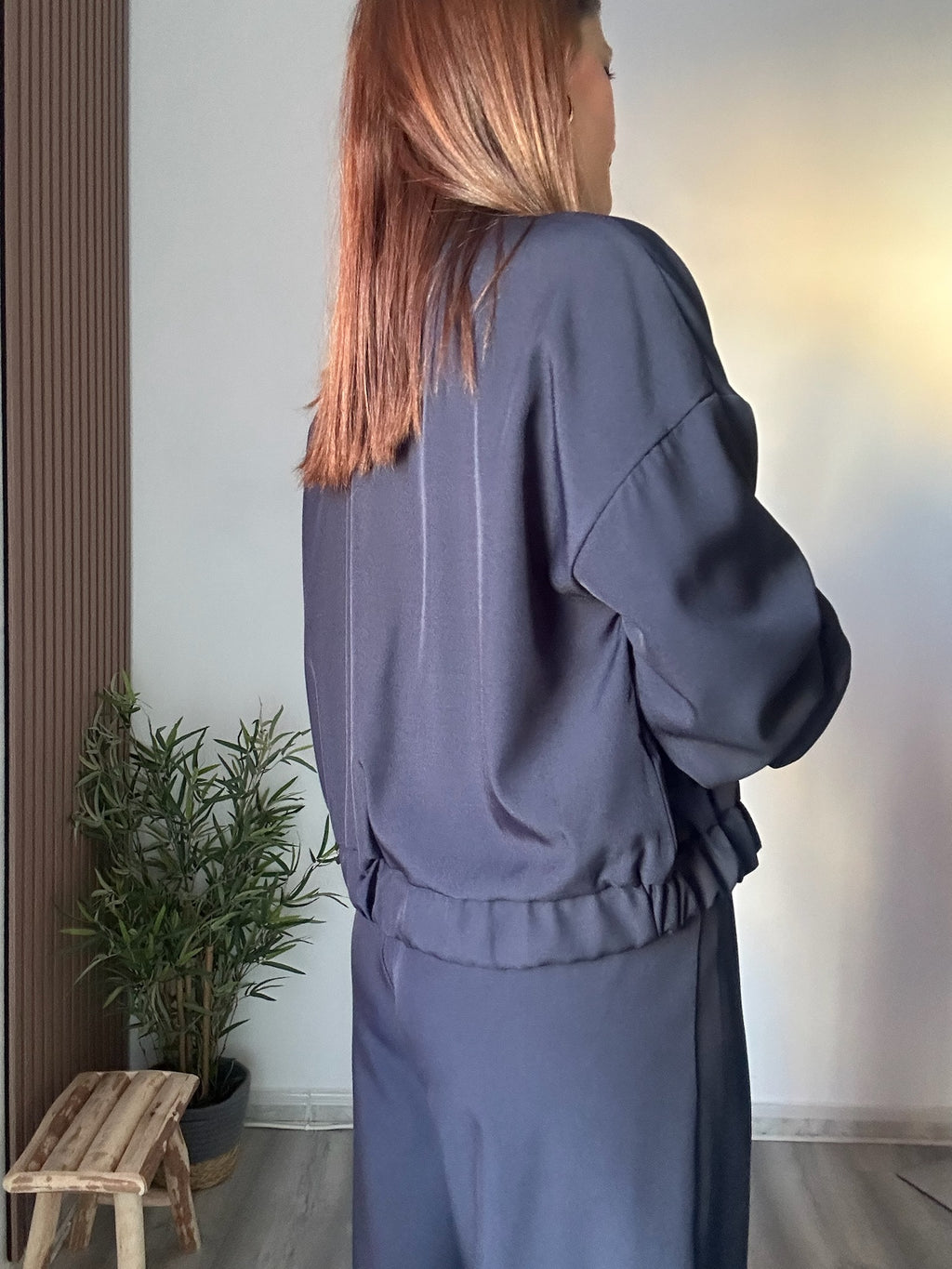 Conjunto bomber azul marino