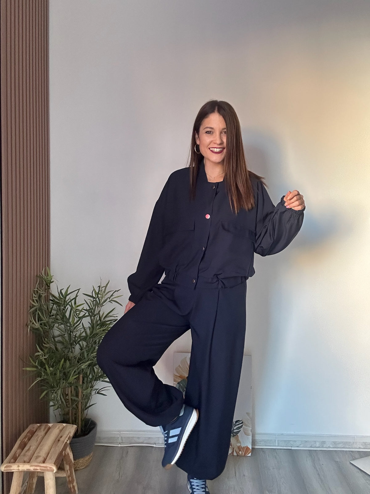 Conjunto bomber azul marino
