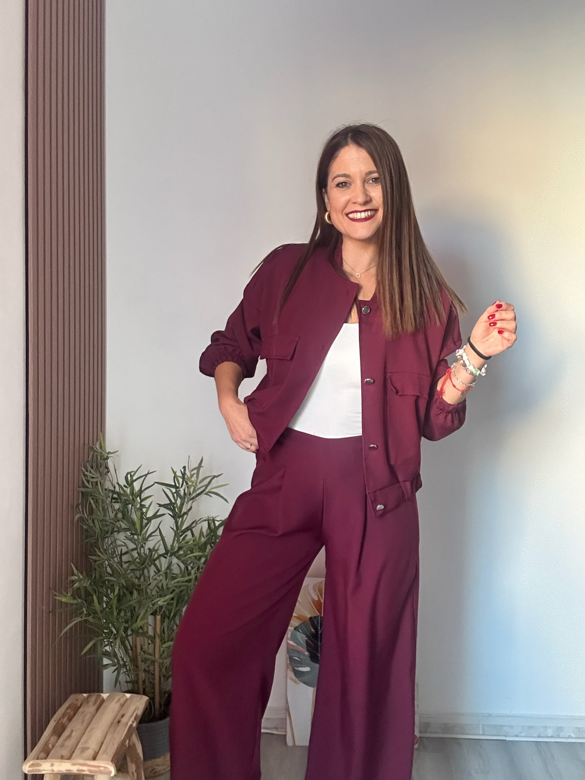 Conjunto bomber burdeos