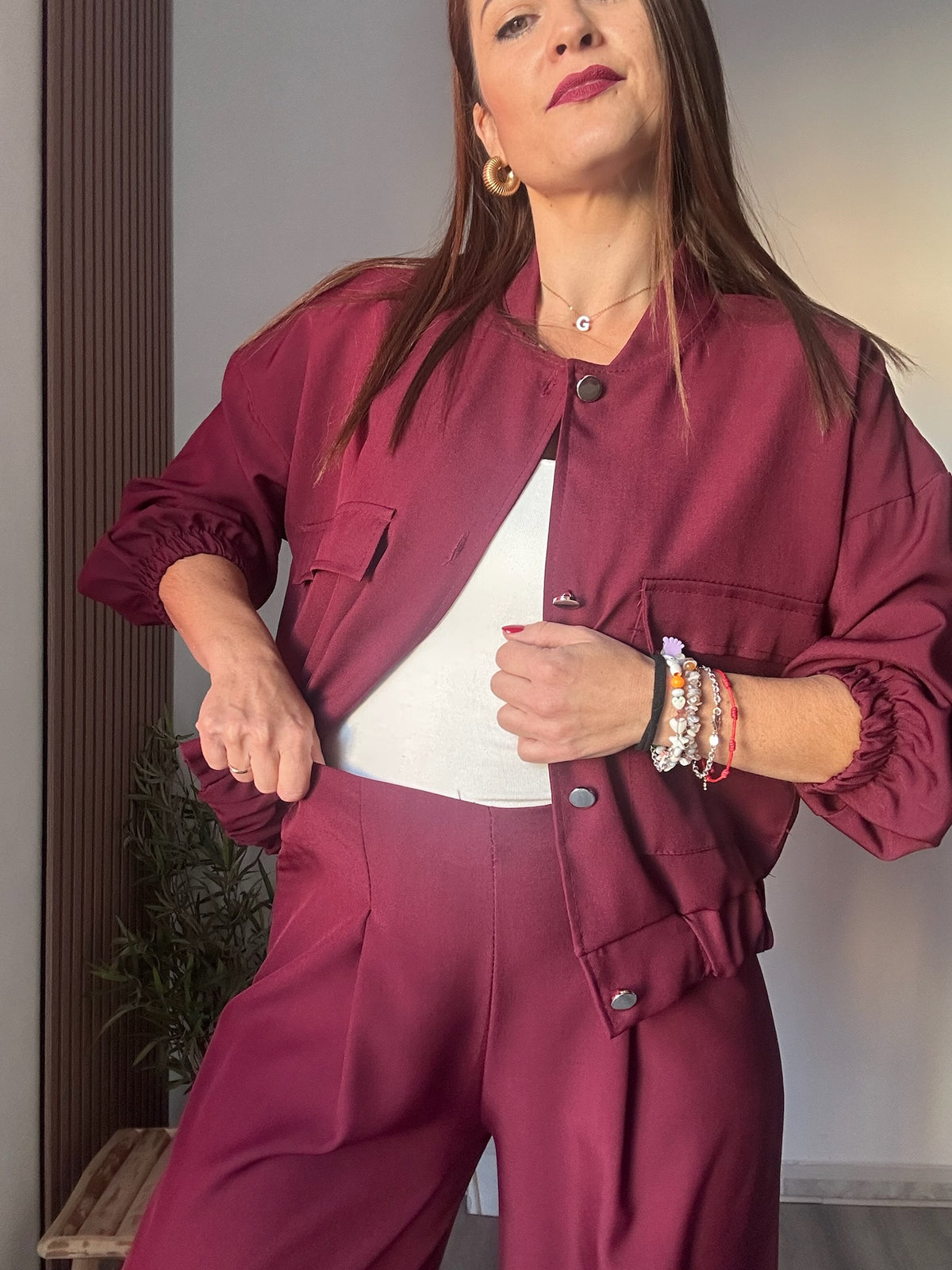 Conjunto bomber burdeos
