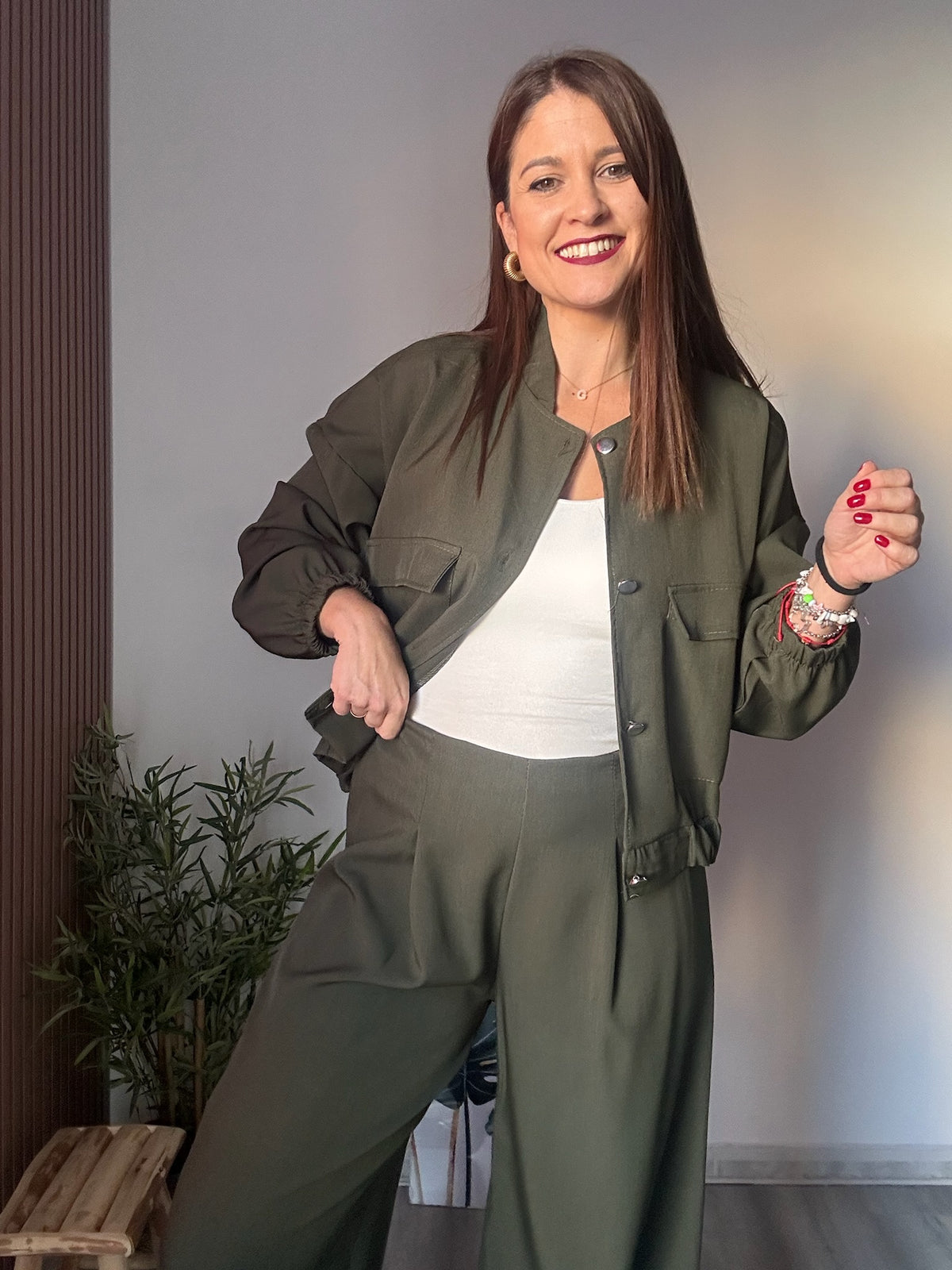 Conjunto bomber verde