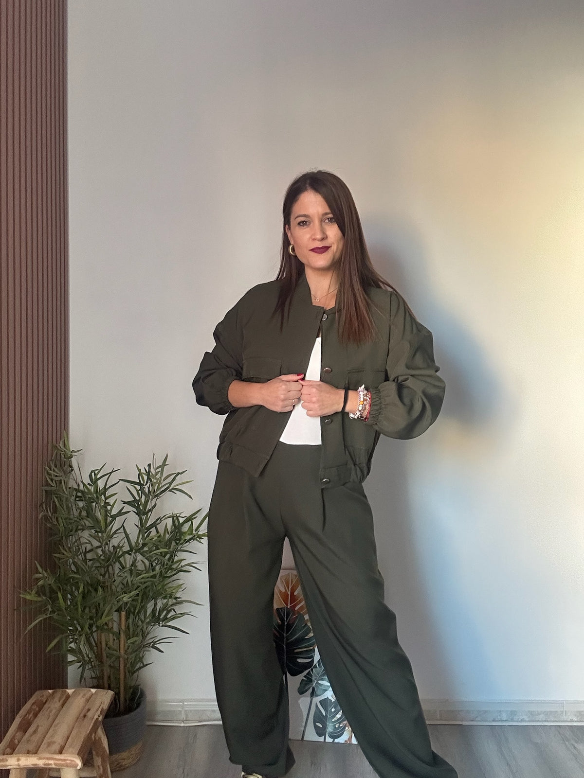 Conjunto bomber verde