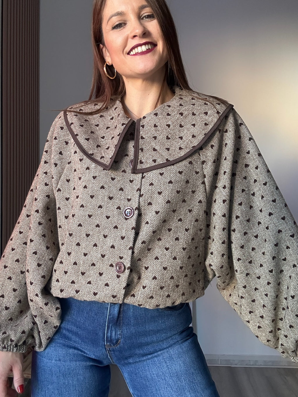 Chaqueta paño corazones