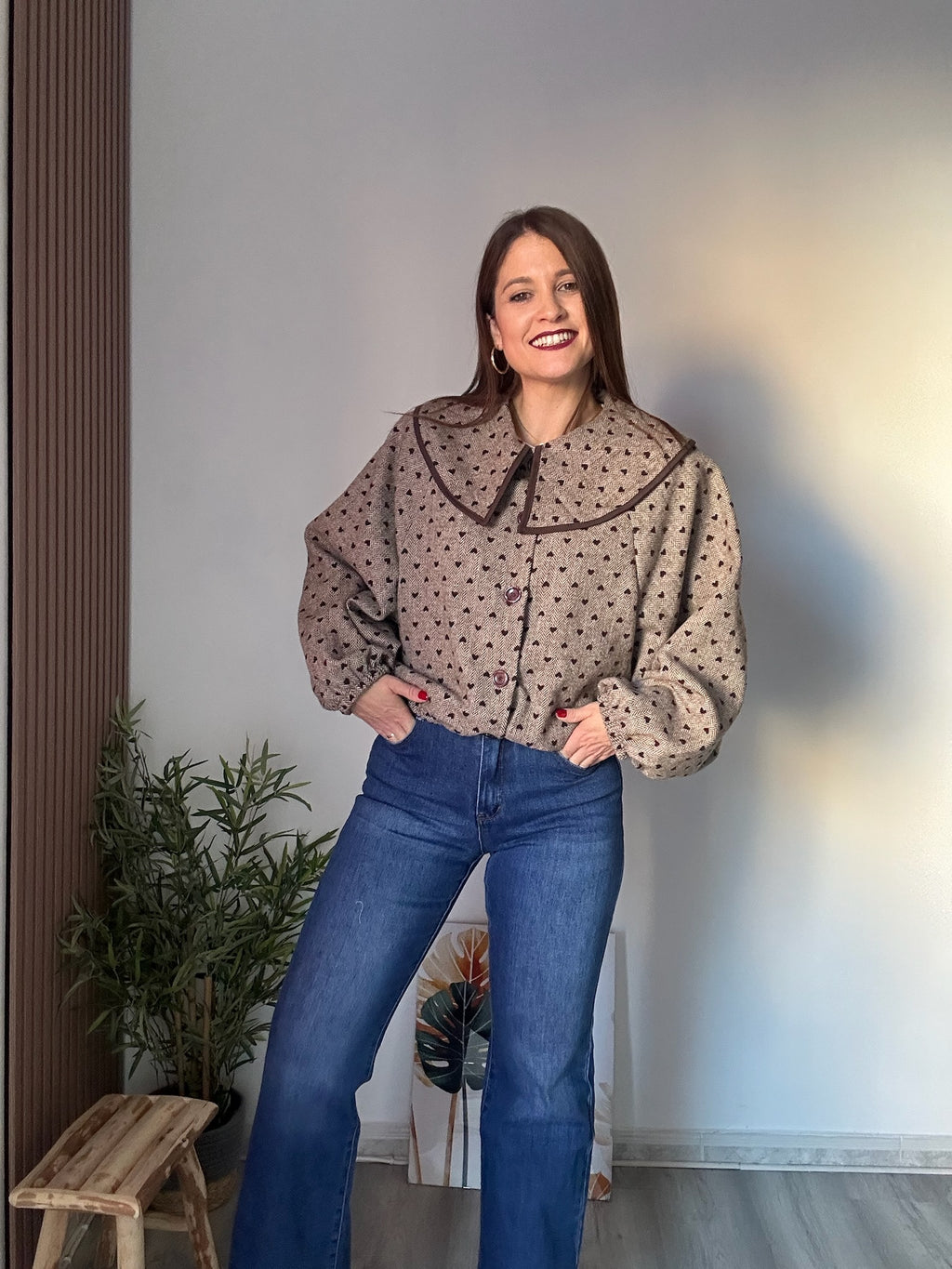 Chaqueta paño corazones