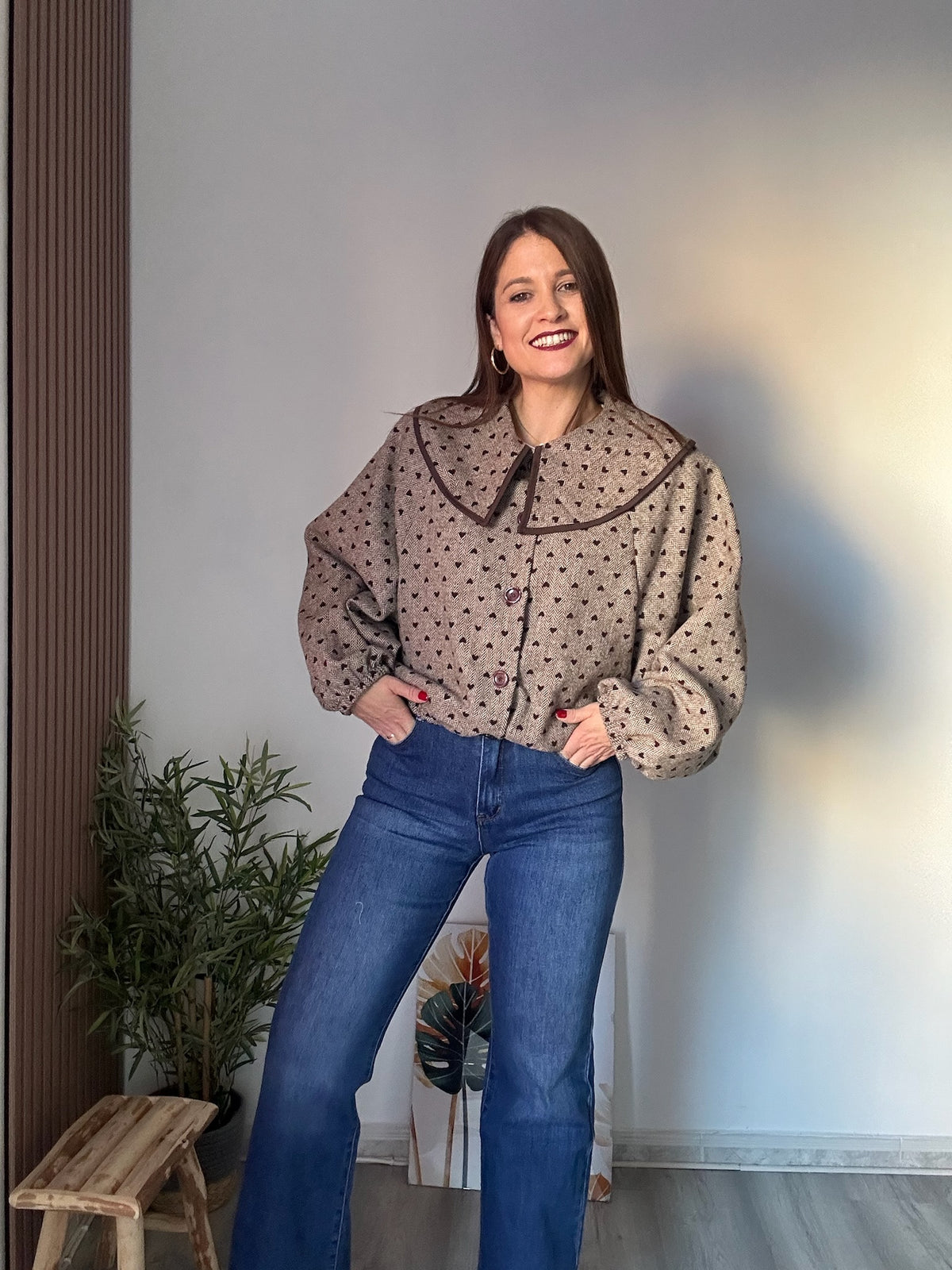Chaqueta paño corazones