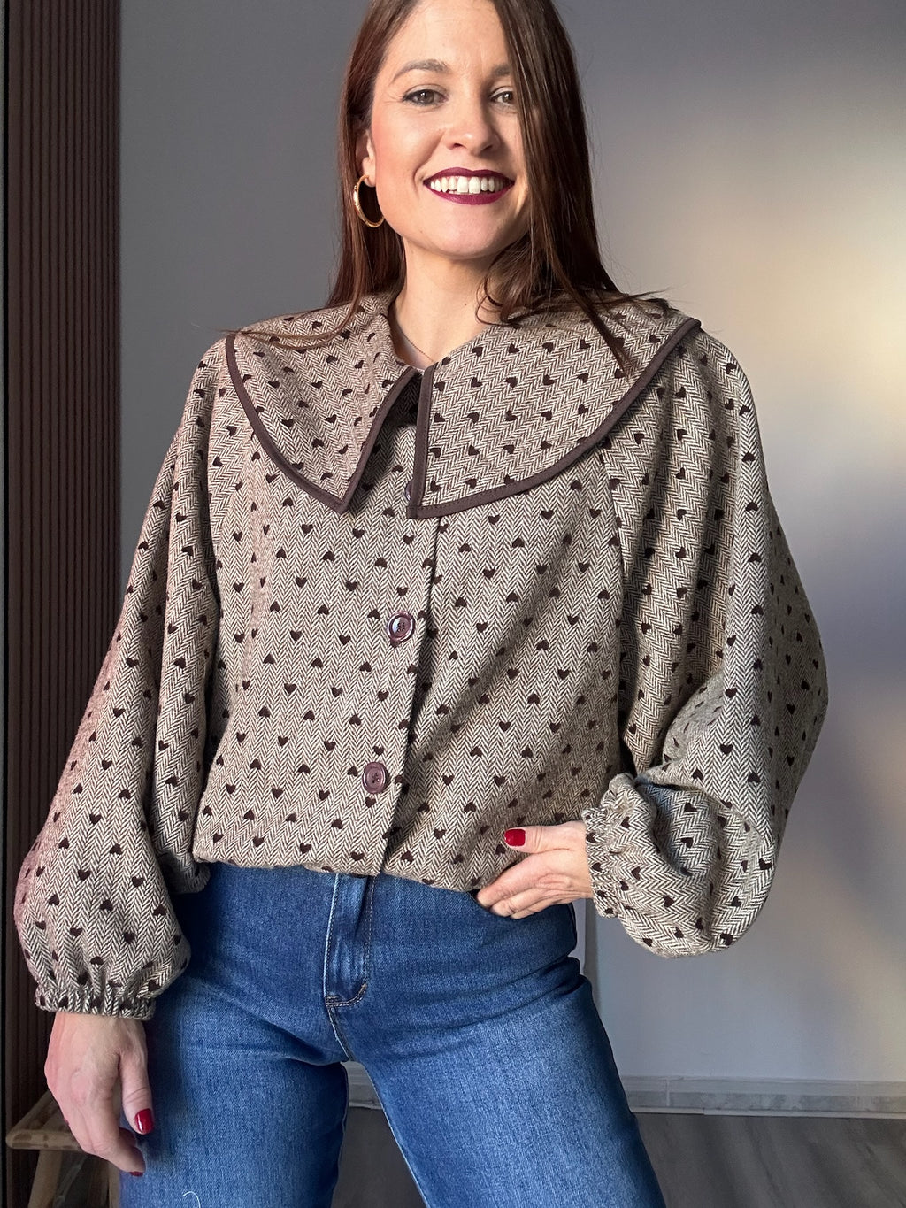 Chaqueta paño corazones