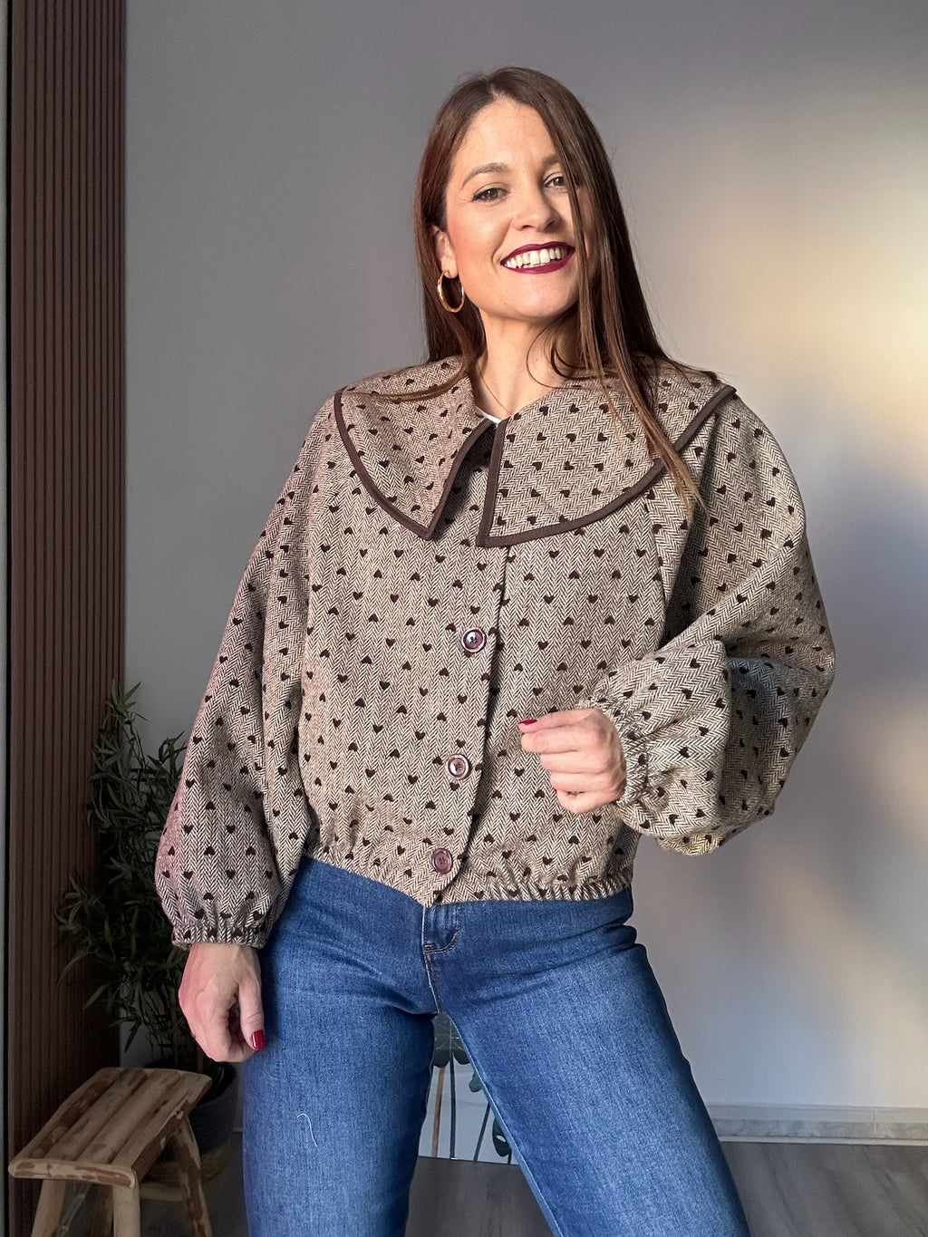 Chaqueta paño corazones