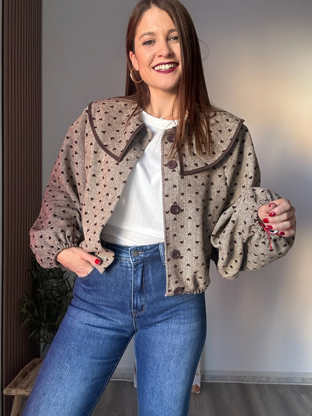 Chaqueta paño corazones