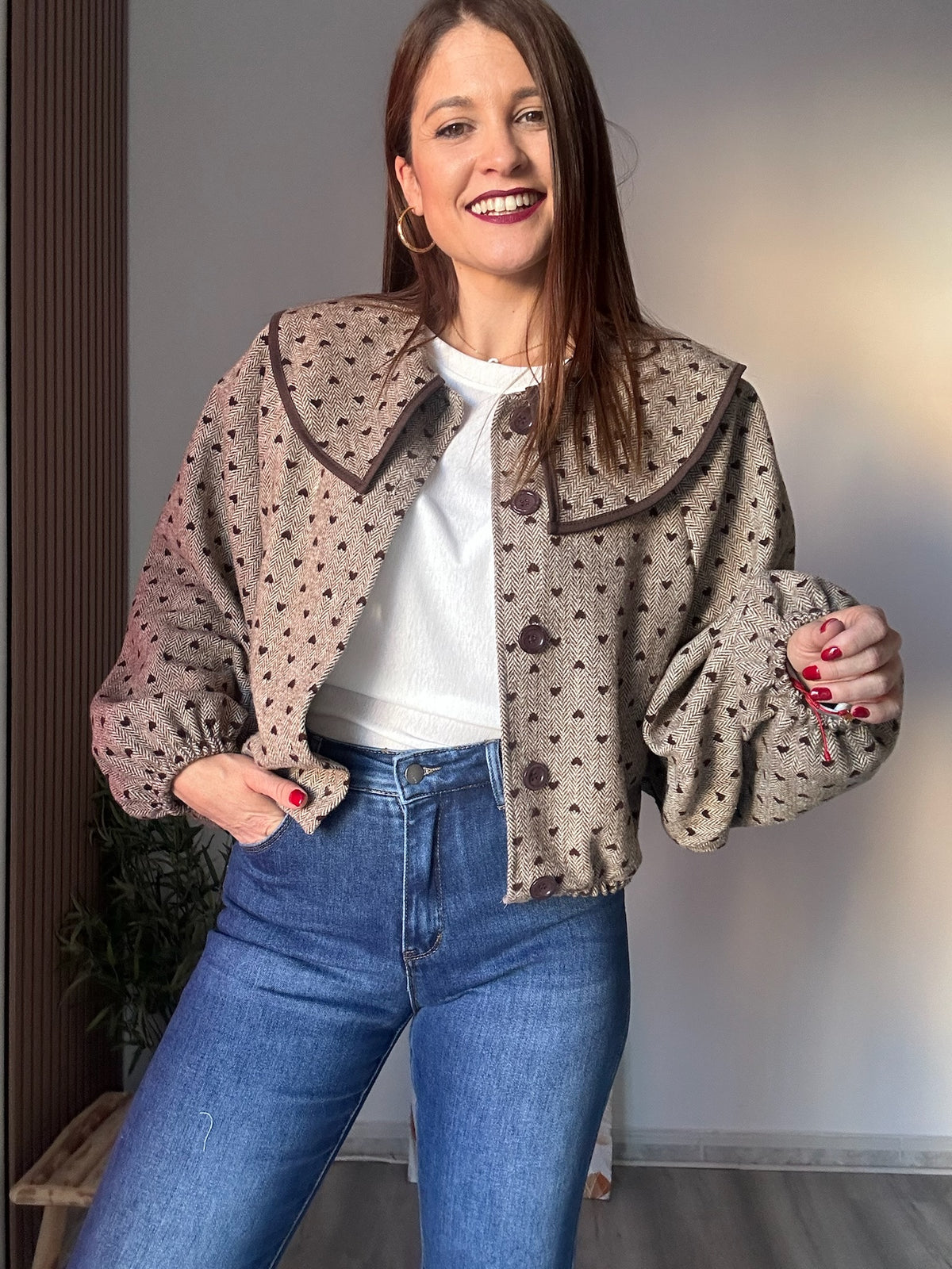 Chaqueta paño corazones