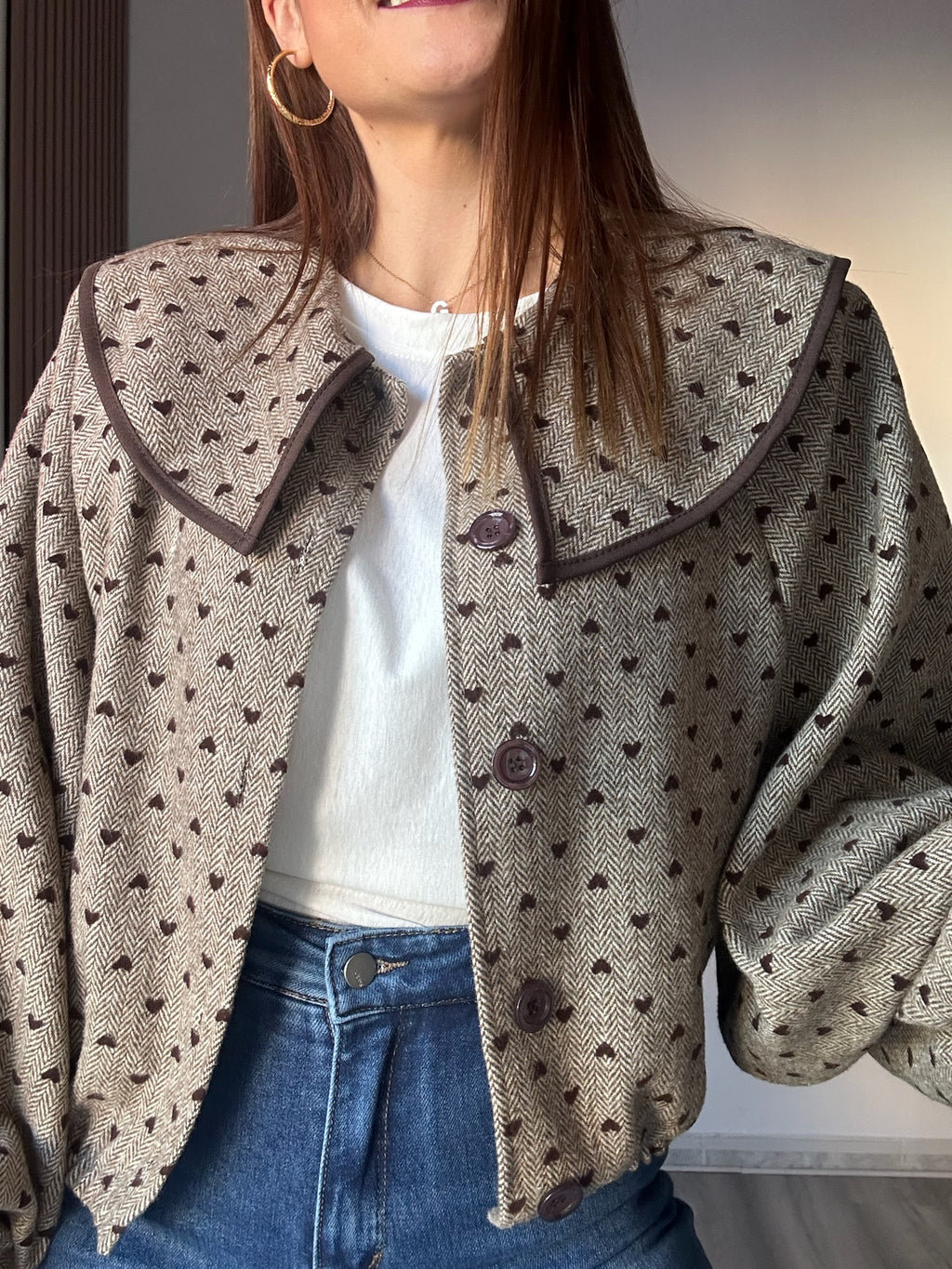 Chaqueta paño corazones