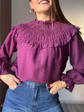 Blusa escote fruncido vino