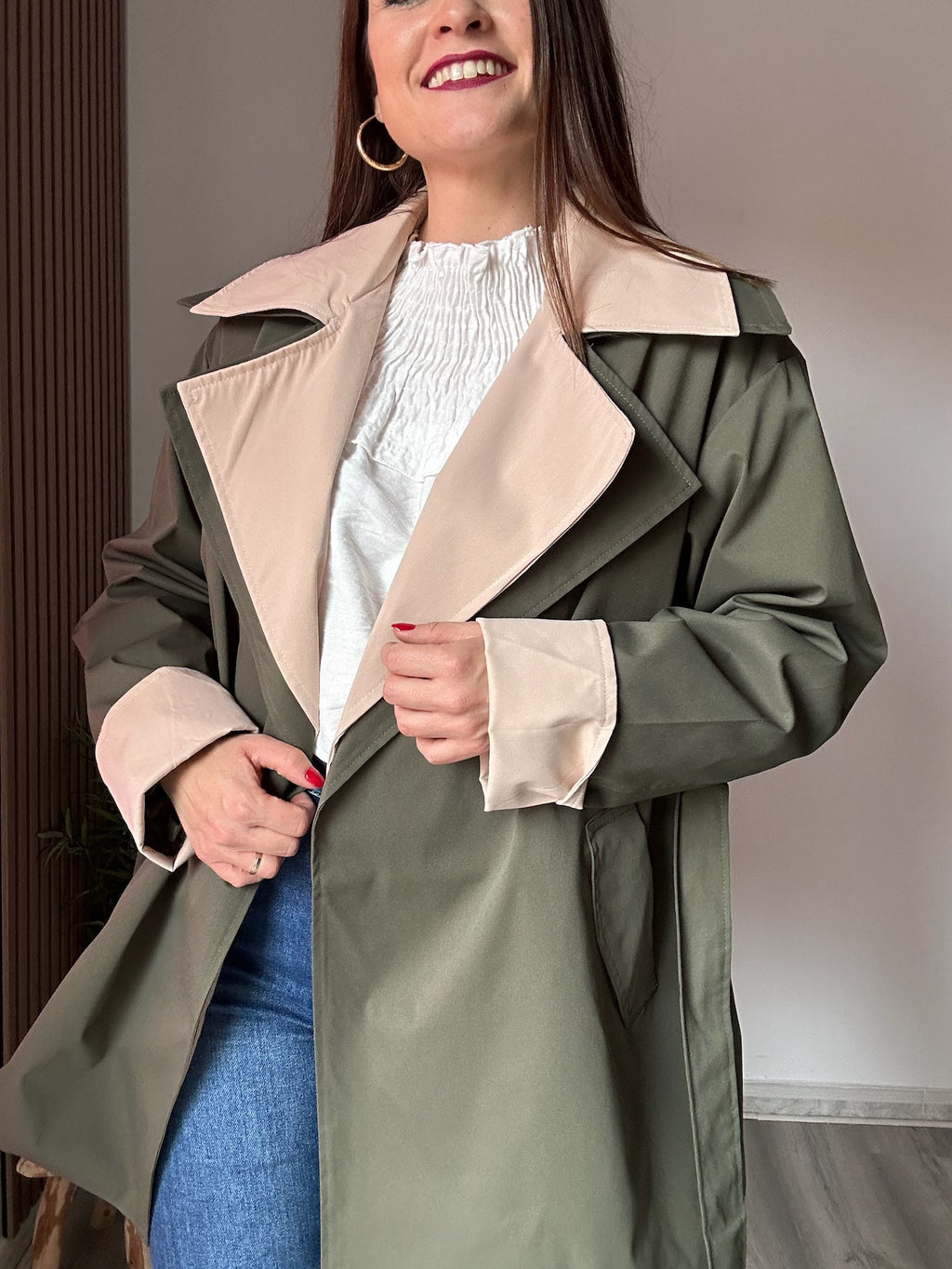 Gabardina verde doble solapa