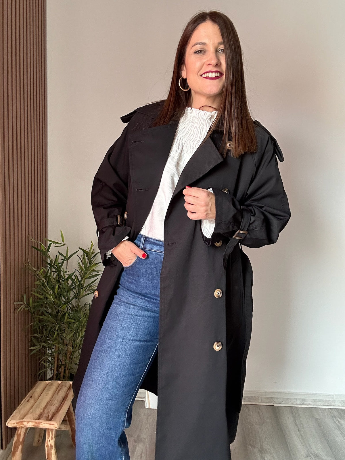 Gabardina larga negra