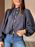 Camisa globo azul marino