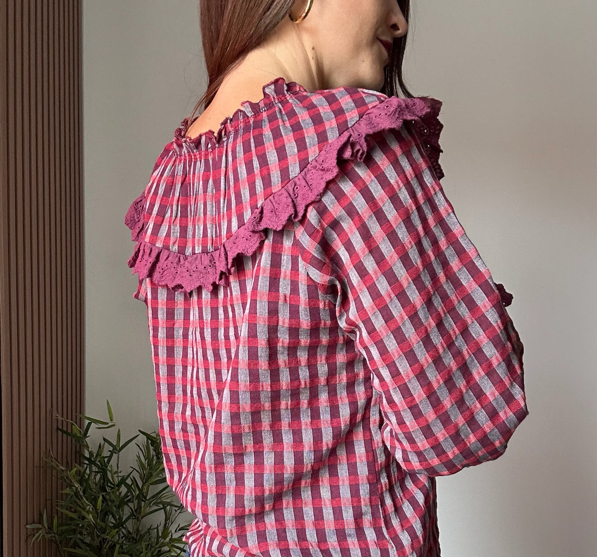 Blusa vichy bebé vino