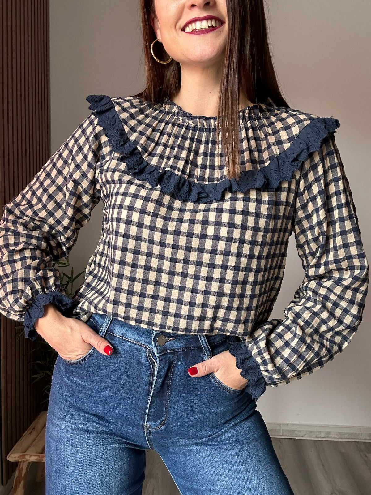 Blusa vichy bebé azul