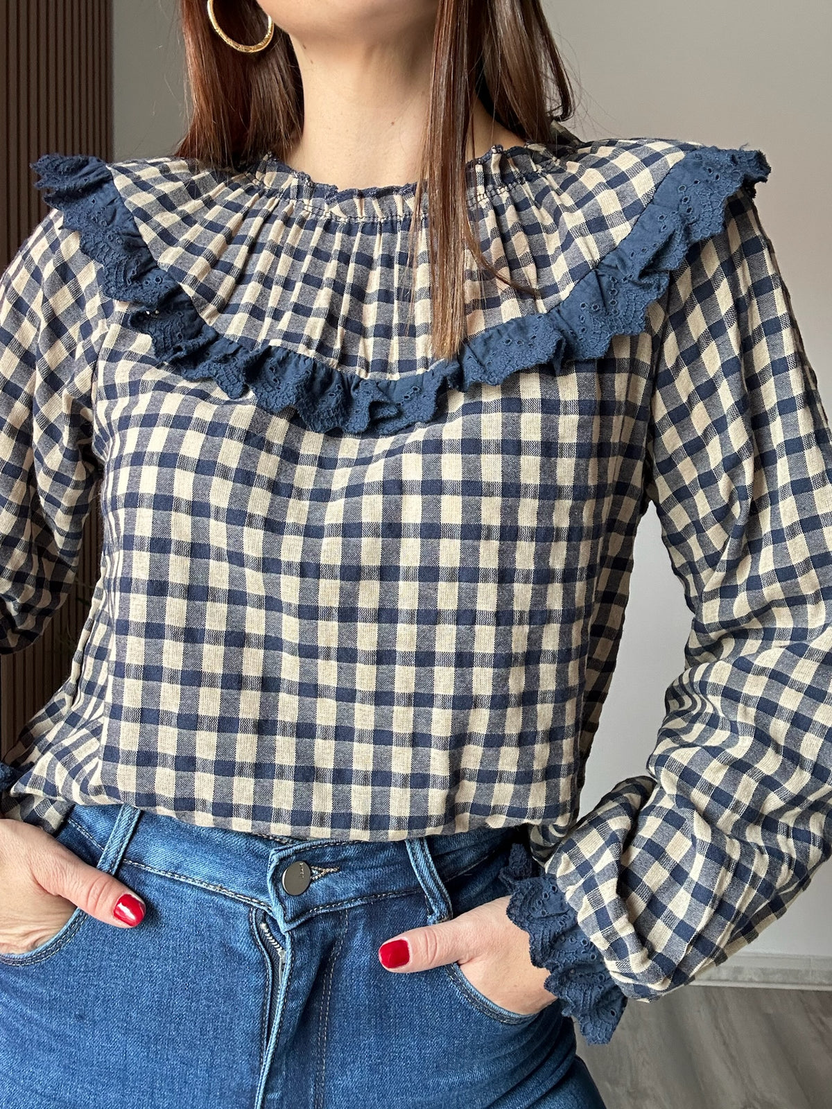 Blusa vichy bebé azul
