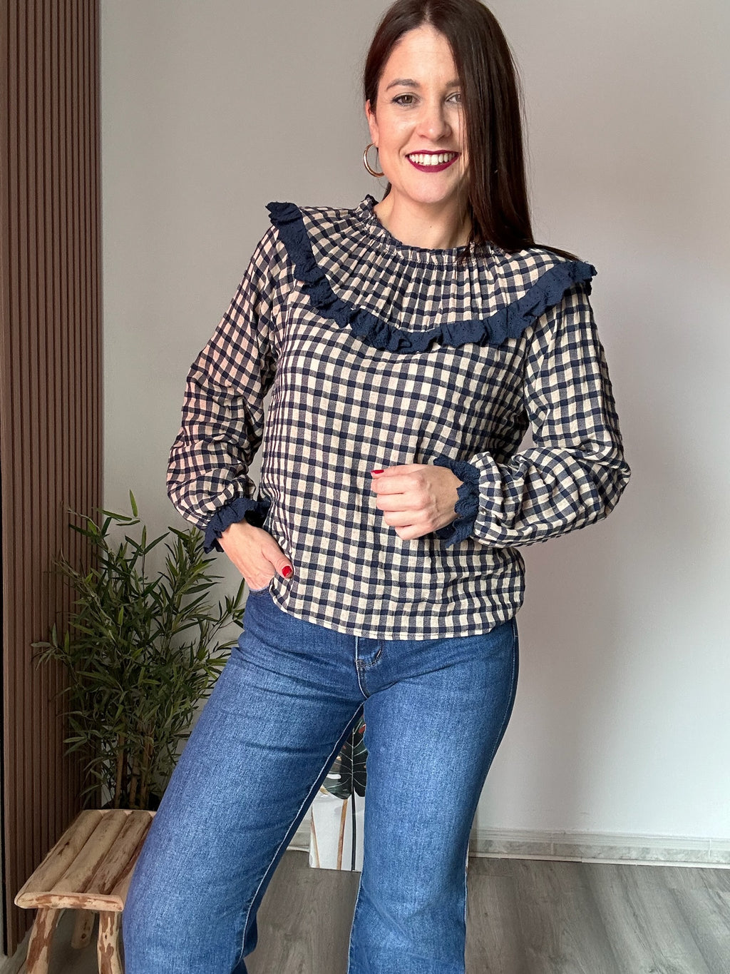 Blusa vichy bebé azul