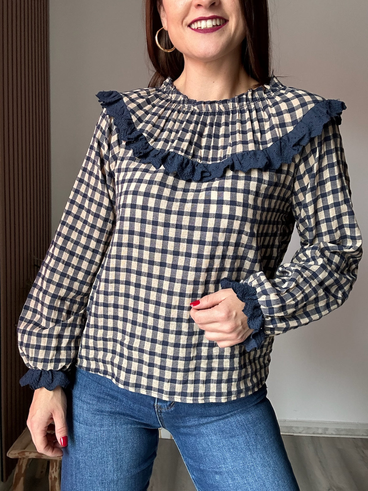Blusa vichy bebé azul