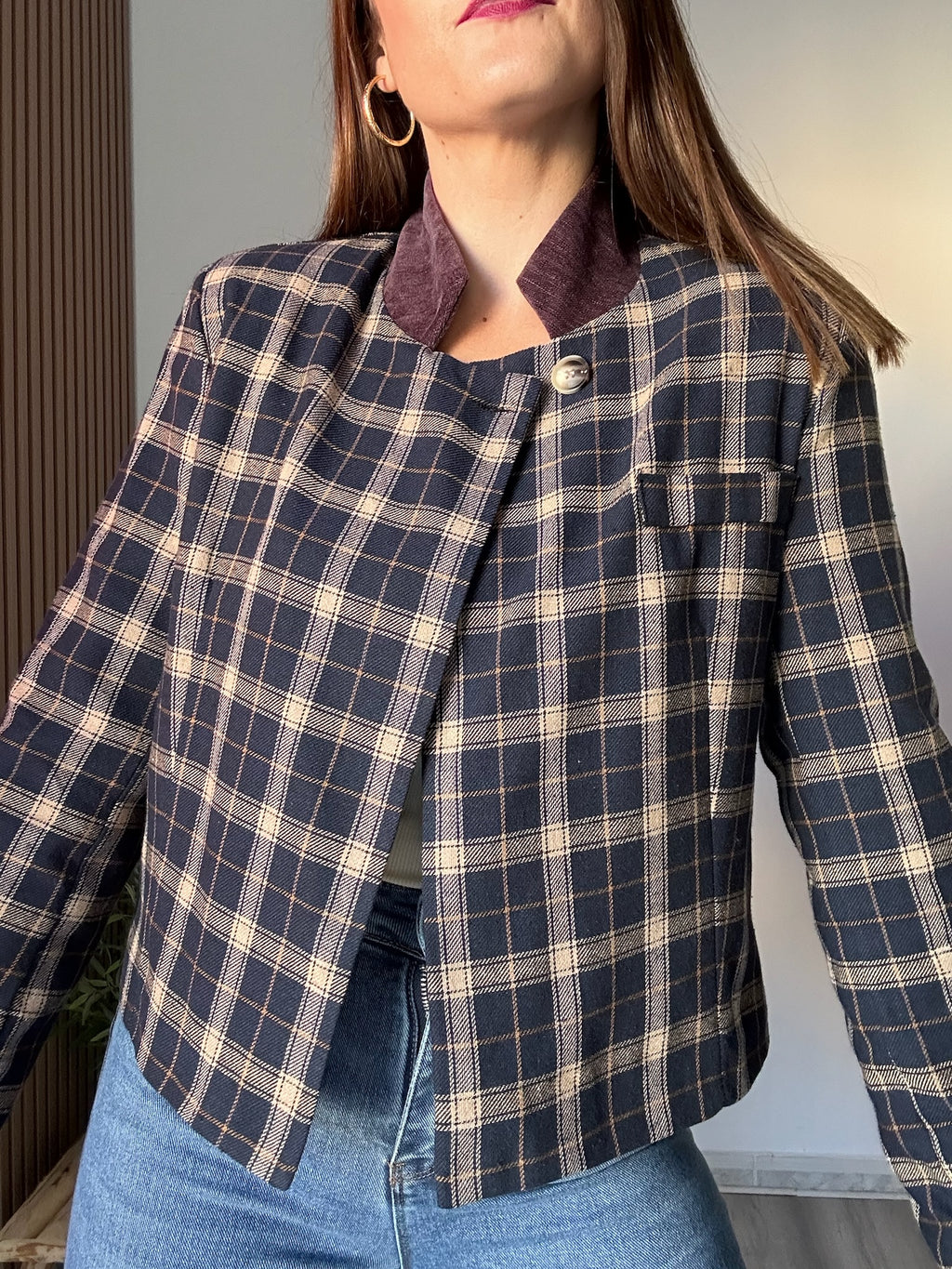 Chaqueta cuadros azul marino