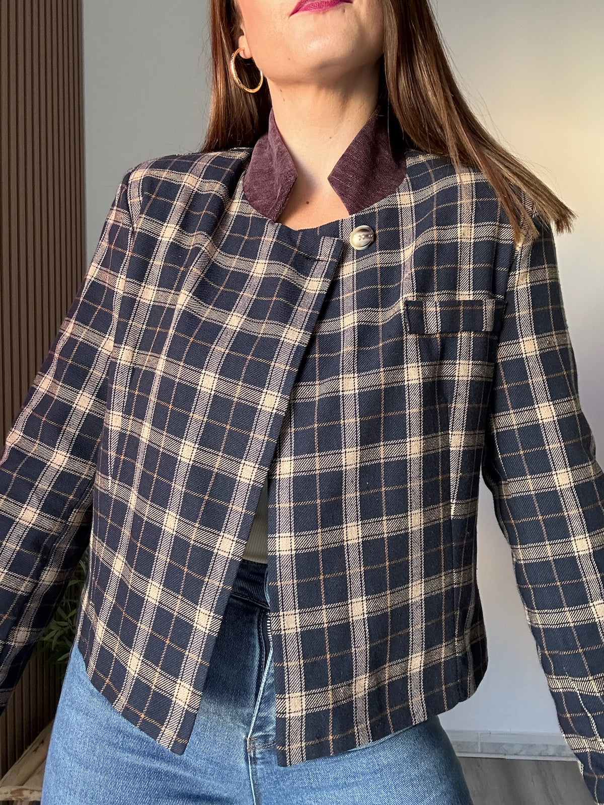 Chaqueta cuadros azul marino