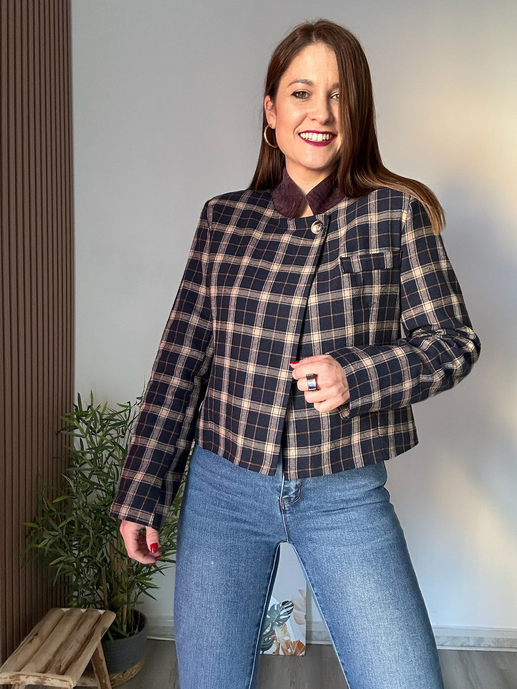 Chaqueta cuadros azul marino