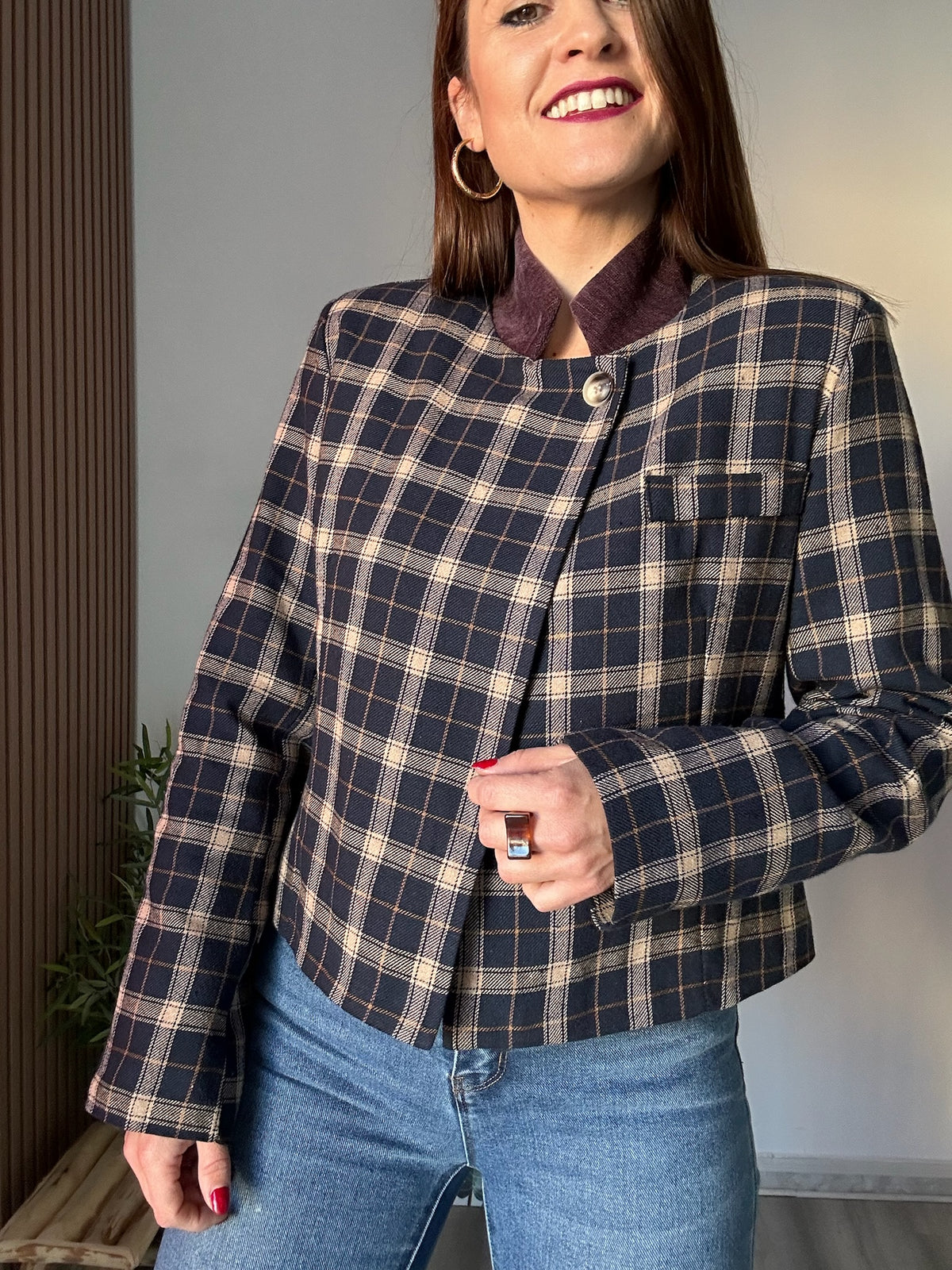 Chaqueta cuadros azul marino