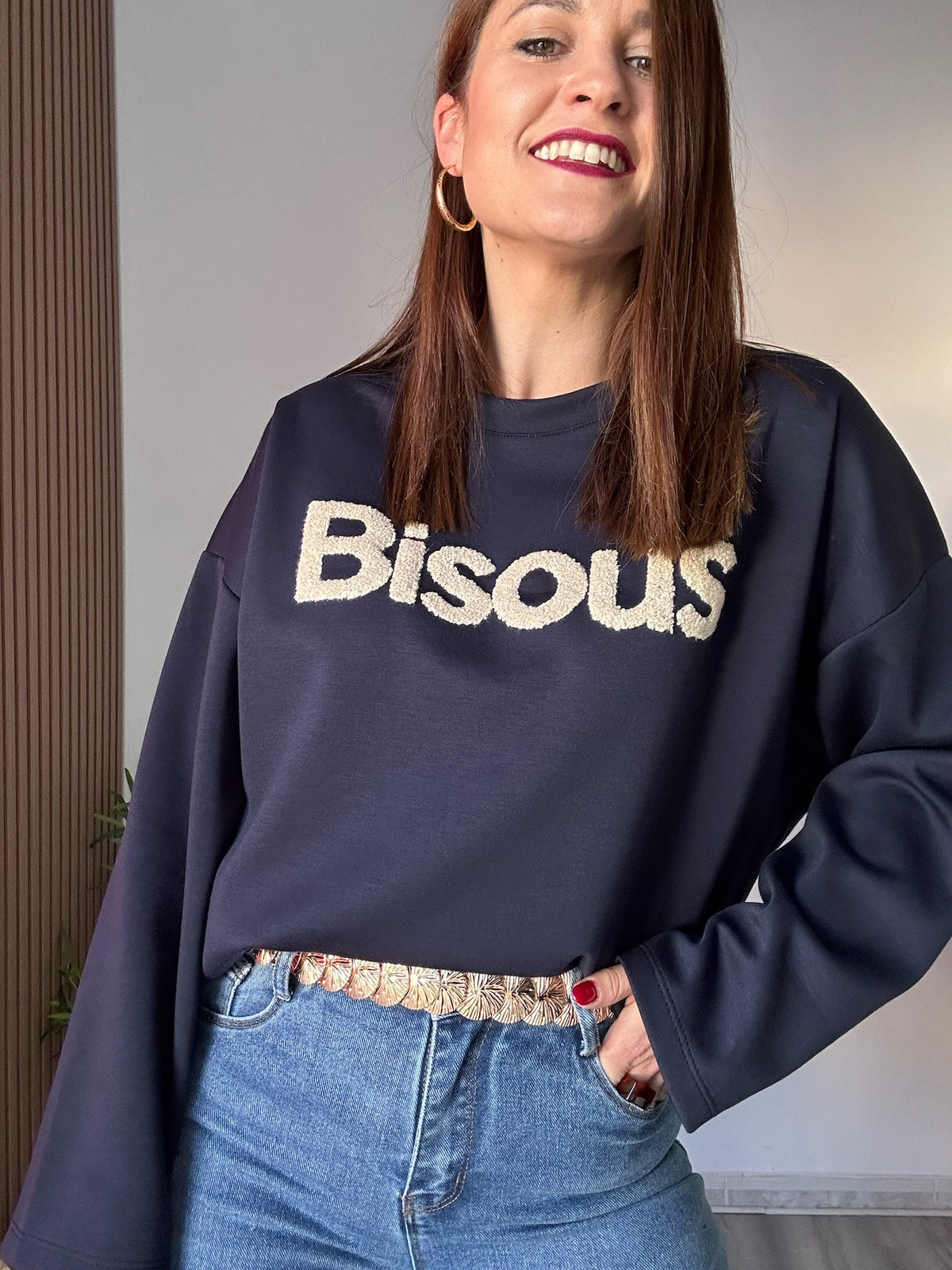 Sudadera Bisous azul marino