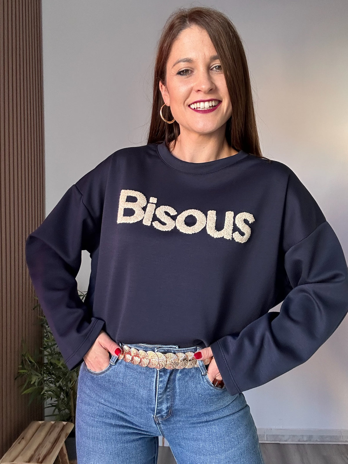 Sudadera Bisous azul marino