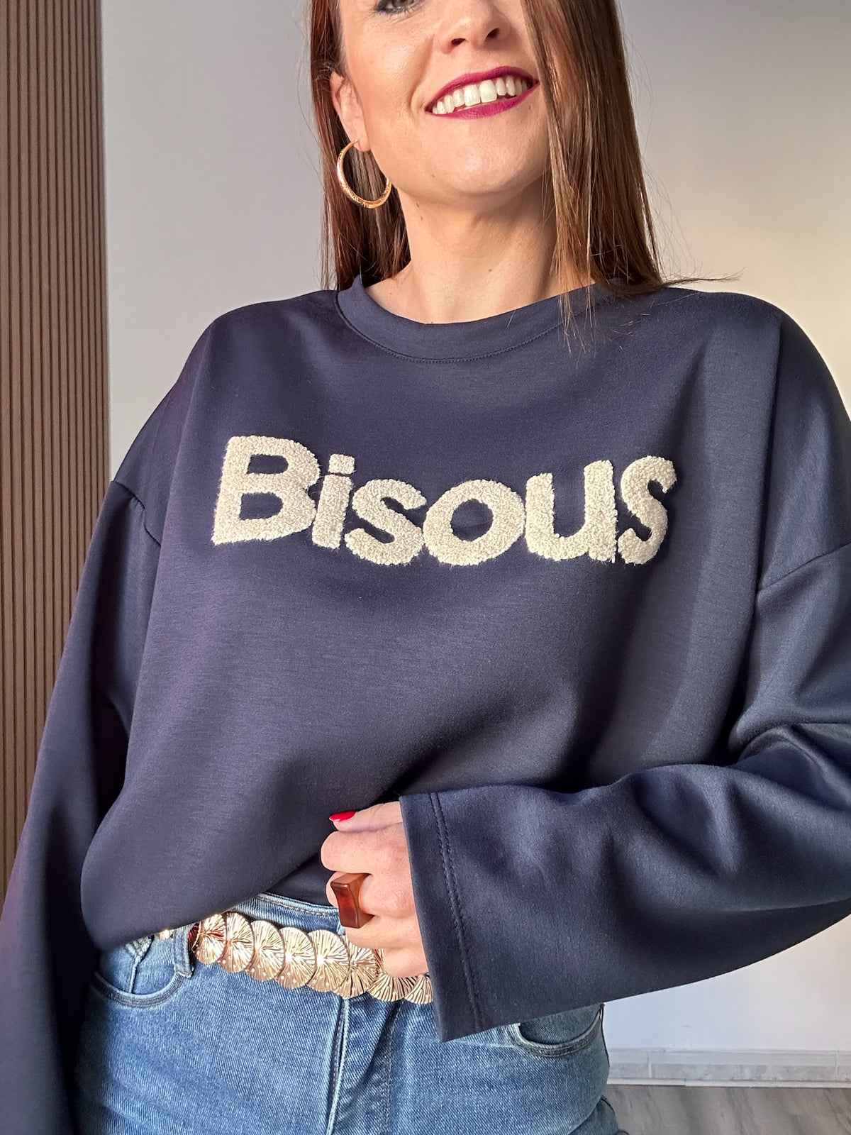 Sudadera Bisous azul marino