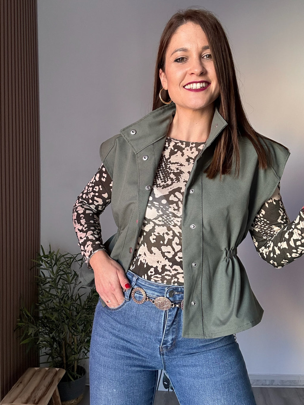 Chaleco peplum verde